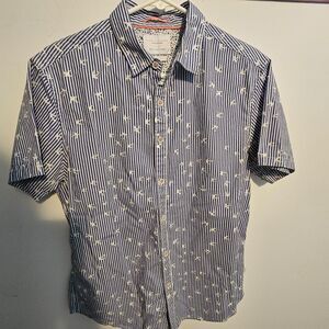 Men's Denim & Flower Medium Slim Fit Ricky Singh Shirt Blue White Striped Birds